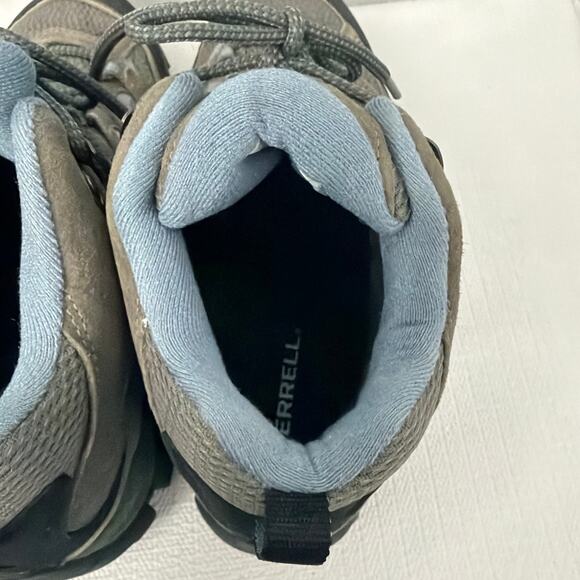 Merrell Moab 3 Mid Boots Womens 10 Wide Vibram Waterproof Hiking Gray Blue - Picture 7 of 11